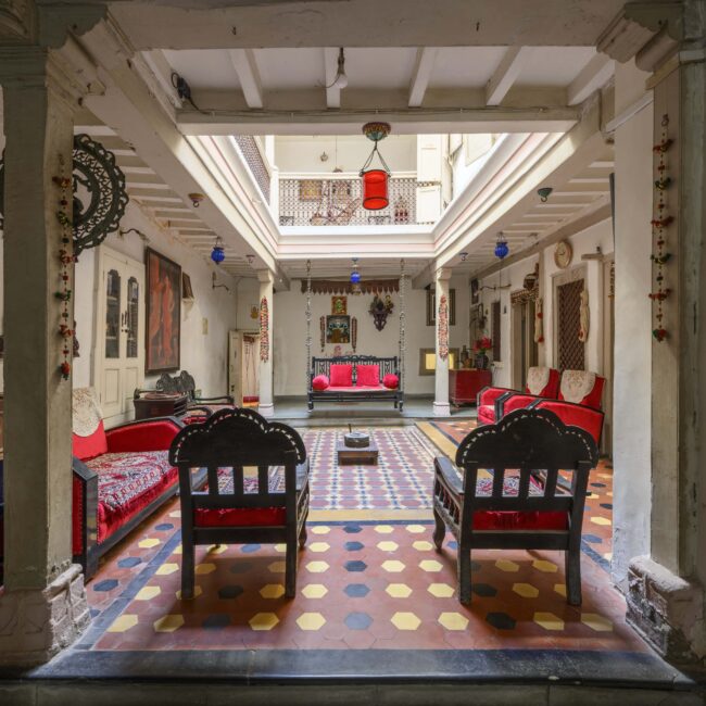 7. Traditional furniture in the chowk or courtyard-min